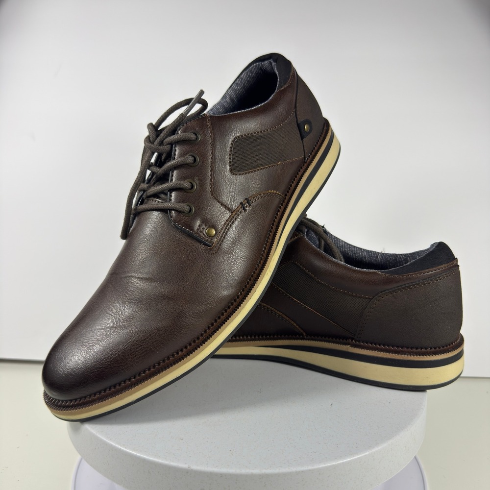Sonoma Men Oxford Shoes Faux Leather Lace Up Casual Comfort Brown Size 9‎ W